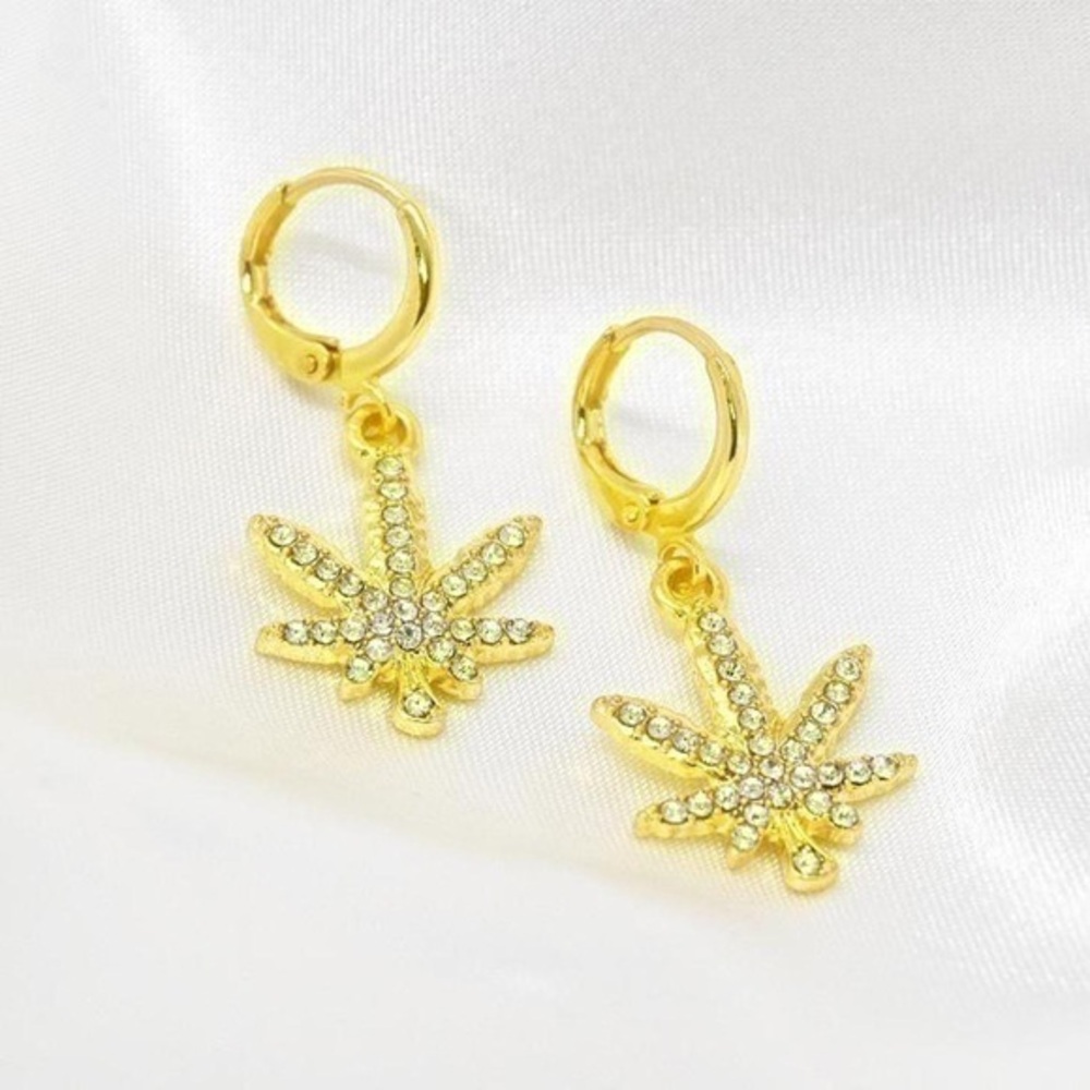 Gold Leaf Hoop Earrings